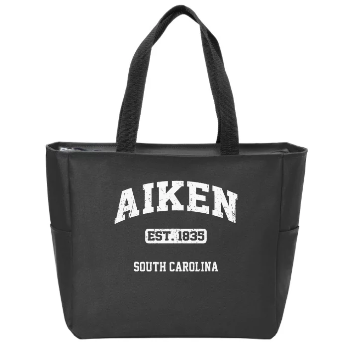 Aiken South Carolina SC Vintage State Athletic Style Zip Tote Bag