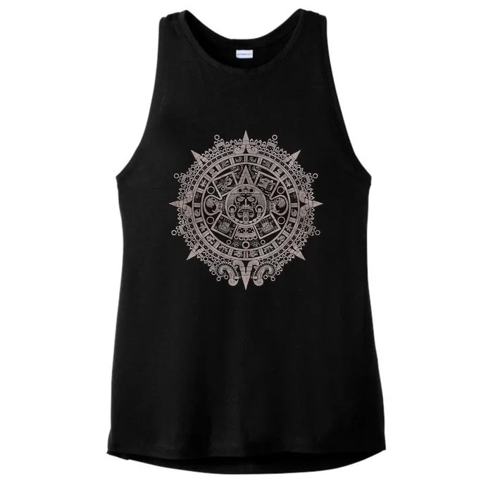 Aztec Sun Calendar Aztec Sun Stone Mayan Sun Symbol Ladies Tri-Blend Wicking Tank