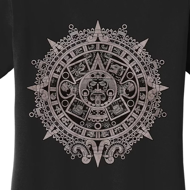 Aztec Sun Calendar Aztec Sun Stone Mayan Sun Symbol Women's T-Shirt