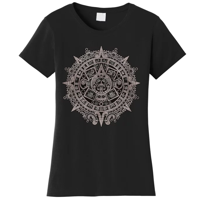 Aztec Sun Calendar Aztec Sun Stone Mayan Sun Symbol Women's T-Shirt