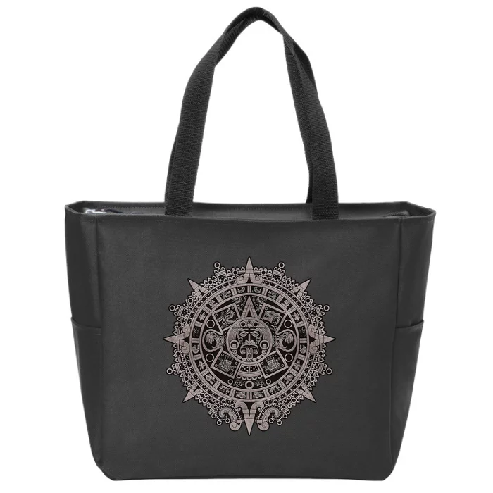 Aztec Sun Calendar Aztec Sun Stone Mayan Sun Symbol Zip Tote Bag