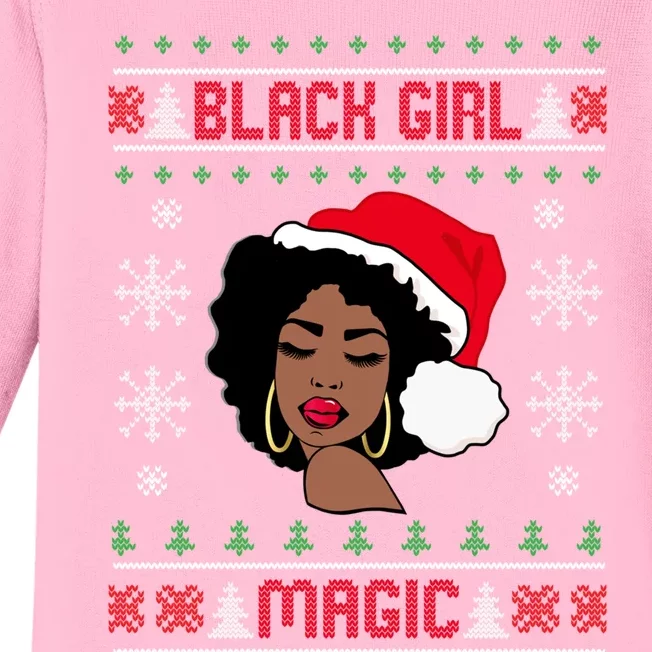 Afro Santa Claus Black Magic Ugly Christmas Melanin Gift Baby Long Sleeve Bodysuit