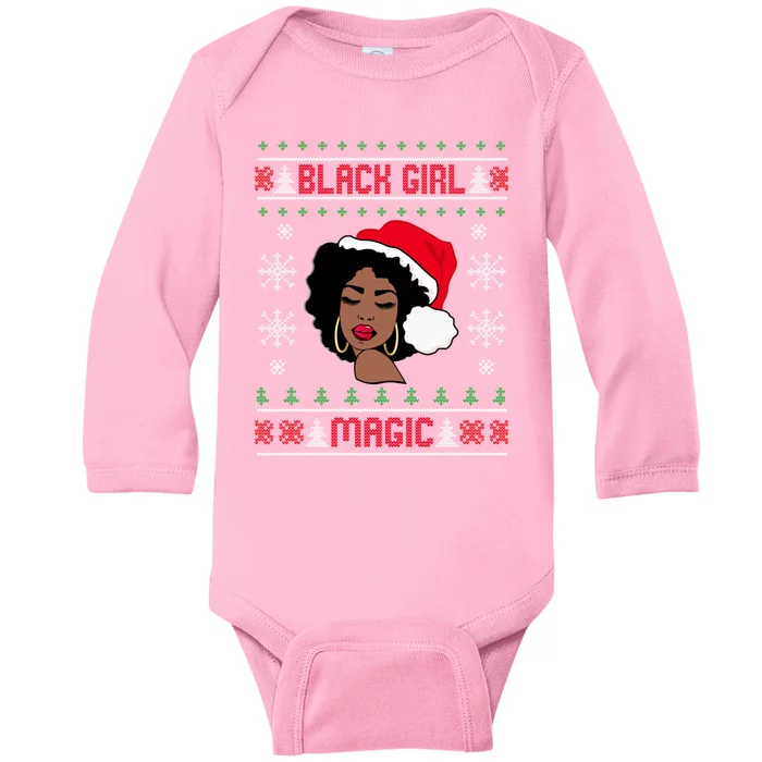 Afro Santa Claus Black Magic Ugly Christmas Melanin Gift Baby Long Sleeve Bodysuit