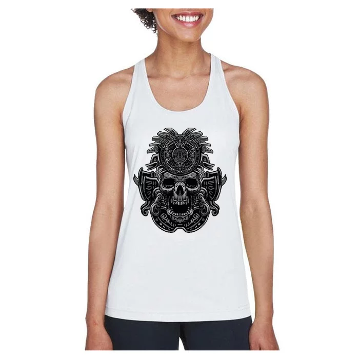 Aztec Skull Cool DeathS Head Skeleton Inca Maya Gift Idea Women's Racerback Tank