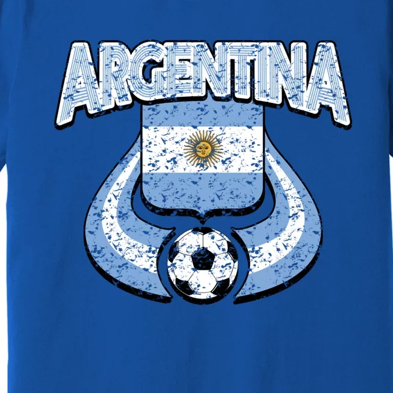 Argentina Soccer Country Flag Shield Argentinian Pride Gift Premium T-Shirt