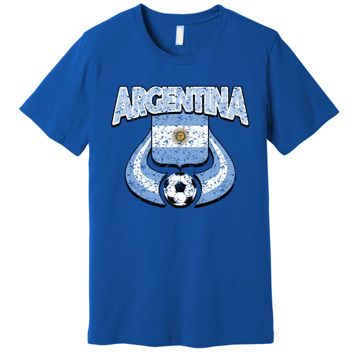 Argentina Soccer Country Flag Shield Argentinian Pride Gift Premium T-Shirt