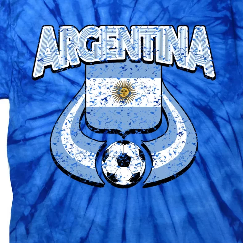 Argentina Soccer Country Flag Shield Argentinian Pride Gift Tie-Dye T-Shirt