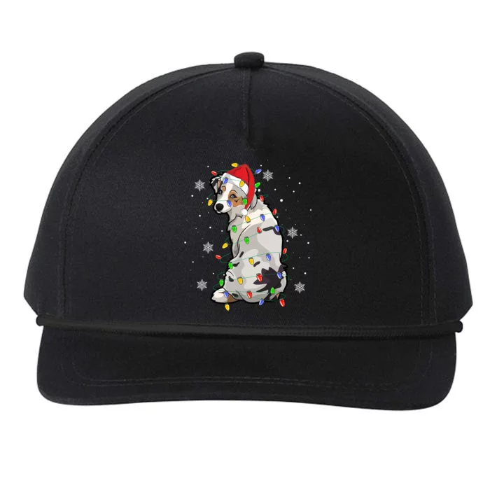 Australian Shepherd Christmas Sweater Dog Xmas Lights Tree Cute Gift Snapback Five-Panel Rope Hat