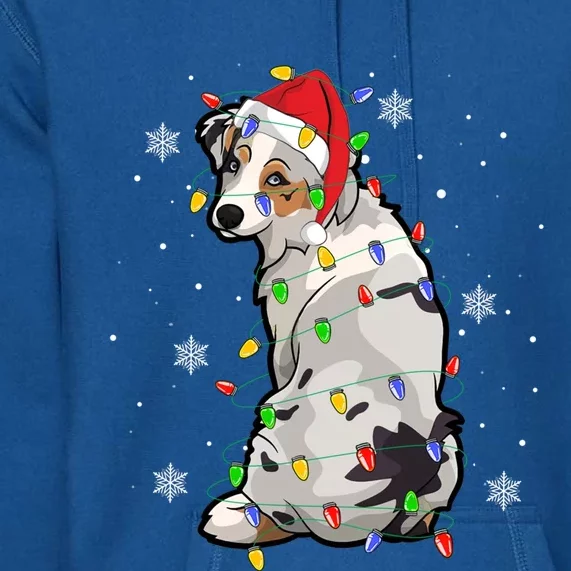 Australian Shepherd Christmas Sweater Dog Xmas Lights Tree Cute Gift Premium Hoodie