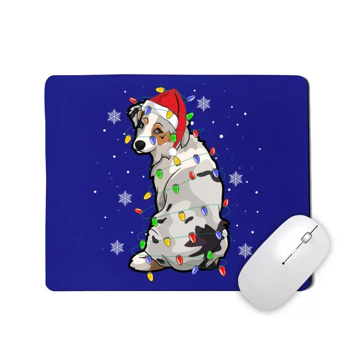 Australian Shepherd Christmas Sweater Dog Xmas Lights Tree Cute Gift Mousepad