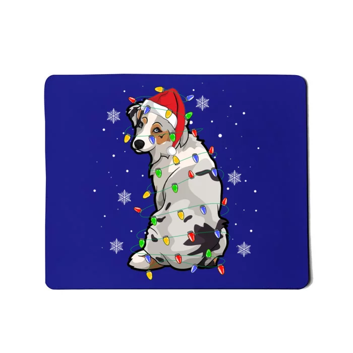 Australian Shepherd Christmas Sweater Dog Xmas Lights Tree Cute Gift Mousepad