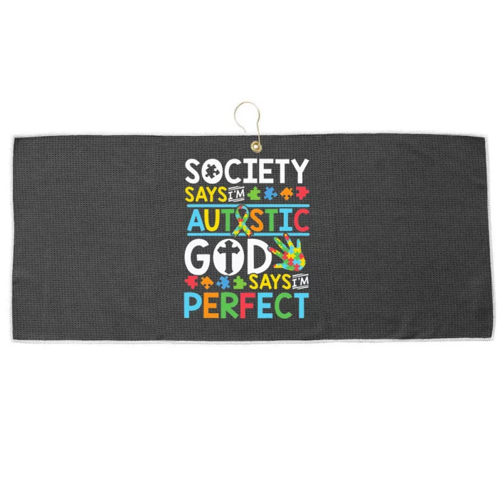 Autism Son Child Daughter Society God Says I'm Perfect Faith Large Microfiber Waffle Golf Towel