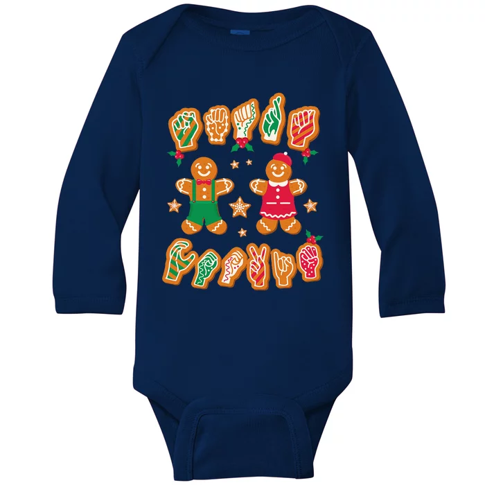 ASL Student Christmas American Sign Language Smart Cookie Baby Long Sleeve Bodysuit