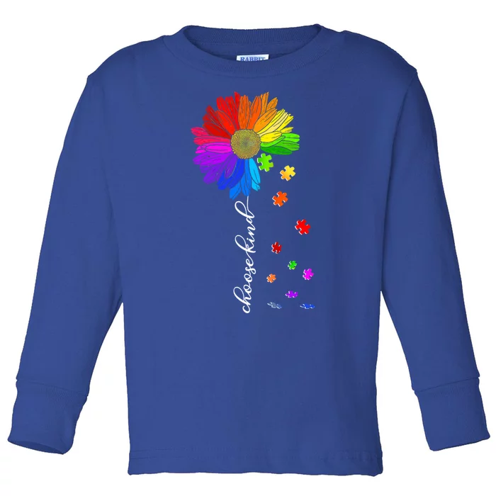 Autism Sunflower Choose Kind Toddler Long Sleeve Shirt