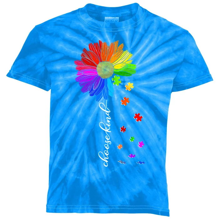 Autism Sunflower Choose Kind Kids Tie-Dye T-Shirt