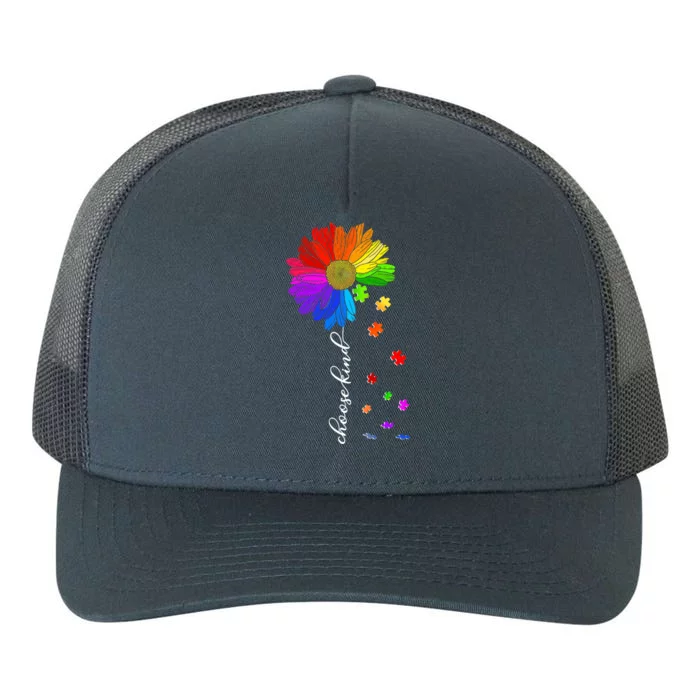 Autism Sunflower Choose Kind Yupoong Adult 5-Panel Trucker Hat