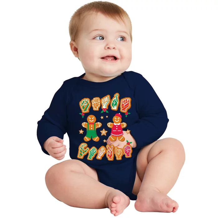 ASL Student Christmas American Sign Language Smart Cookie Baby Long Sleeve Bodysuit