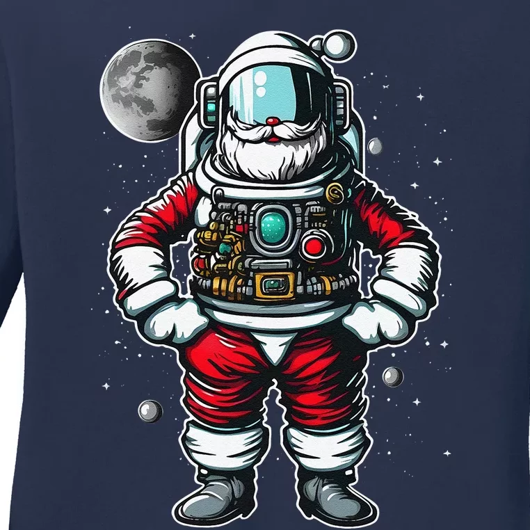 Astronaut Santa Christmas Xmas Space Lovers Ladies Long Sleeve Shirt