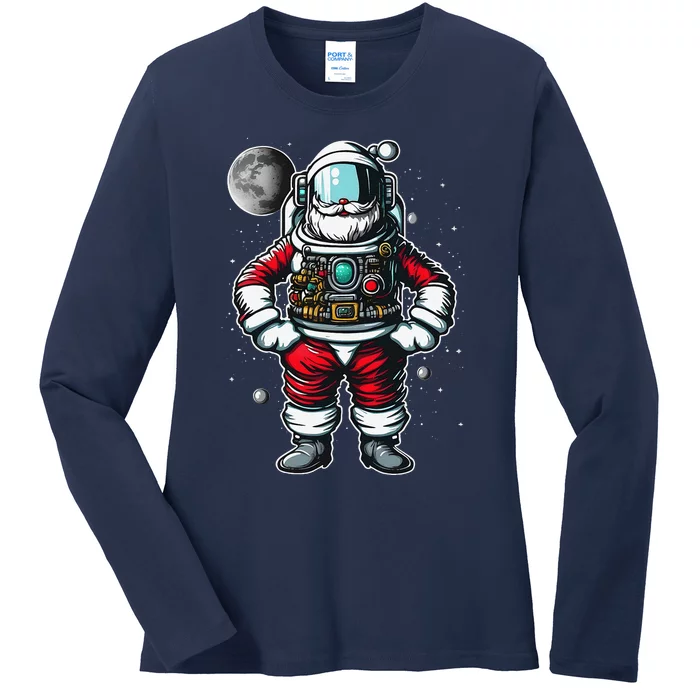 Astronaut Santa Christmas Xmas Space Lovers Ladies Long Sleeve Shirt