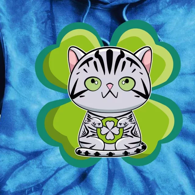 American Shorthair Cat Anime Kitten Irish St Patricks Funny Gift Tie Dye Hoodie