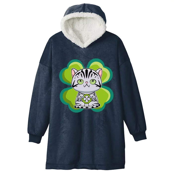 American Shorthair Cat Anime Kitten Irish St Patricks Funny Gift Hooded Wearable Blanket