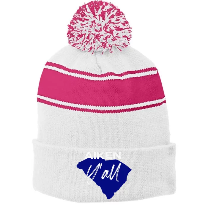 Aiken South Carolina YAll Sc Palmetto State Road Trip Stripe Pom Pom Beanie