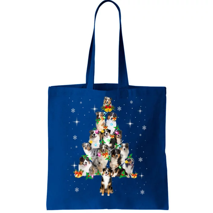 Australian Shepherd Christmas Tree Lights Xmas Pajama Dog Cool Gift Tote Bag