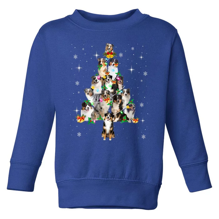 Australian Shepherd Christmas Tree Lights Xmas Pajama Dog Cool Gift Toddler Sweatshirt