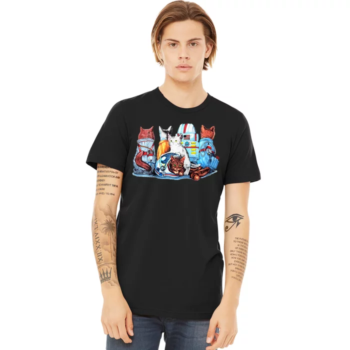 Astronaut Space Cats Flight Suits Cool On Both Sides Premium T-Shirt