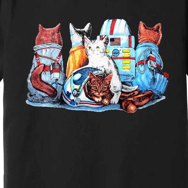 Astronaut Space Cats Flight Suits Cool On Both Sides Premium T-Shirt