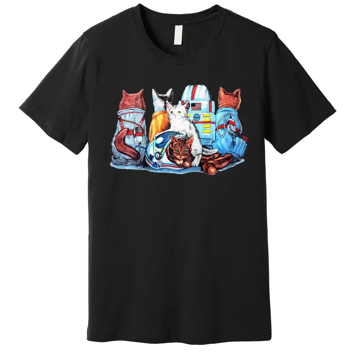 Astronaut Space Cats Flight Suits Cool On Both Sides Premium T-Shirt