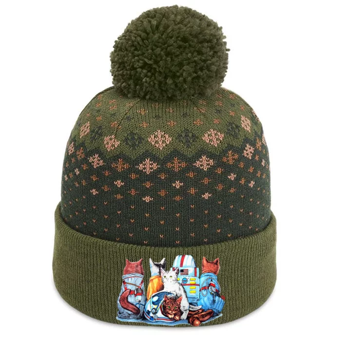 Astronaut Space Cats Flight Suits Cool On Both Sides The Baniff Cuffed Pom Beanie