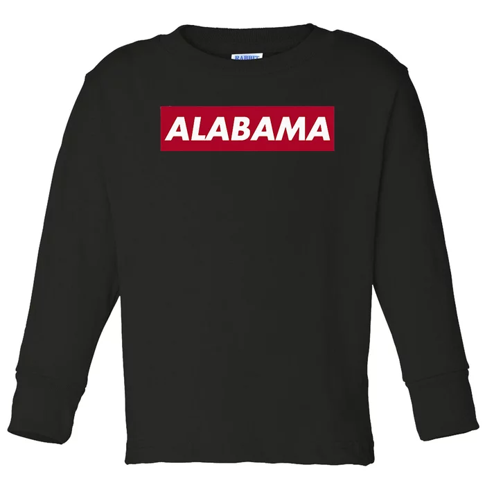 Alabama State Crimson Box Graphic Design Toddler Long Sleeve Shirt