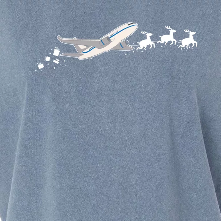 Airplane Santa Christmas Sleigh Funny Airplane Xmas Great Gift Garment-Dyed Women's Muscle Tee