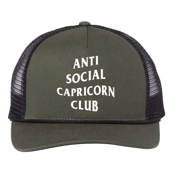 Anti Social Capricorn Club Birth Sign Capricorn Zodiac Gift Retro Rope Trucker Hat Cap