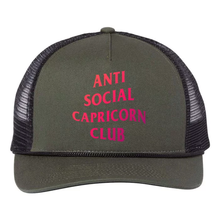 Anti Social Capricorn Club Birth Sign Capricorn Zodiac Gift Retro Rope Trucker Hat Cap