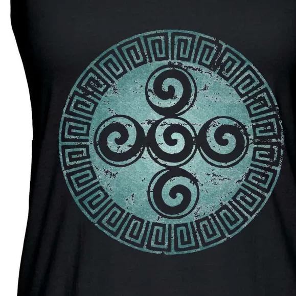 Aztec Symbol Creation Spiral Universe God Indians Ladies Essential Flowy Tank