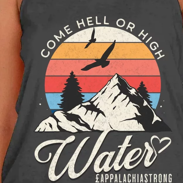 Appalachia Strong Come Hell Or High Water Mountain Women's Knotted Racerback Tank