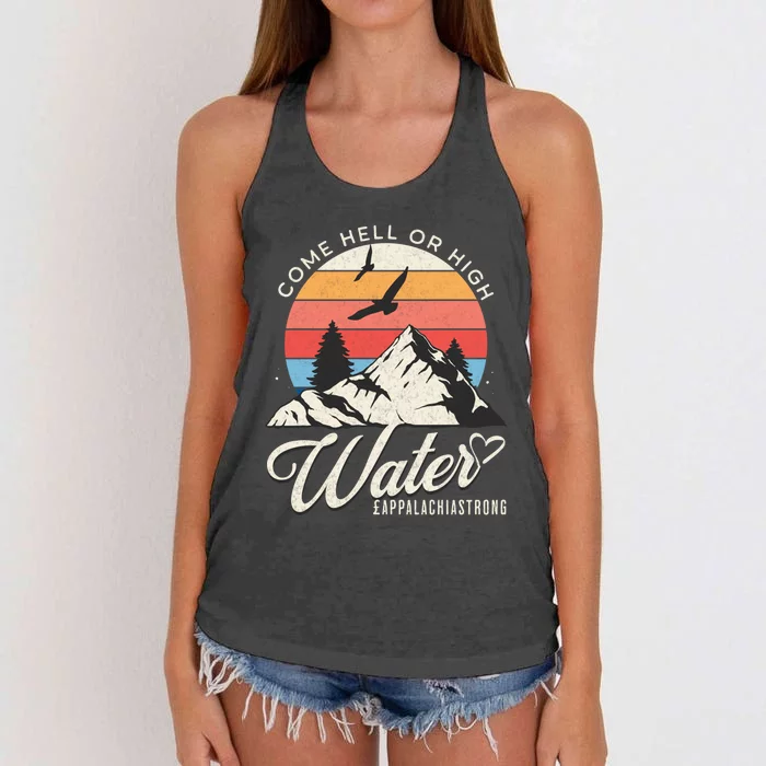 Appalachia Strong Come Hell Or High Water Mountain Women's Knotted Racerback Tank