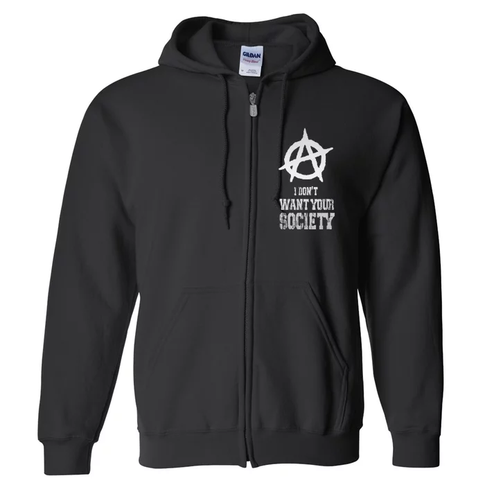 Anarchy Sign Chaos Punks Punk Rock Anarchy Full Zip Hoodie