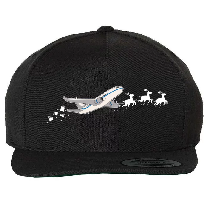 Airplane Santa Christmas Sleigh Funny Airplane Xmas Great Gift Wool Snapback Cap