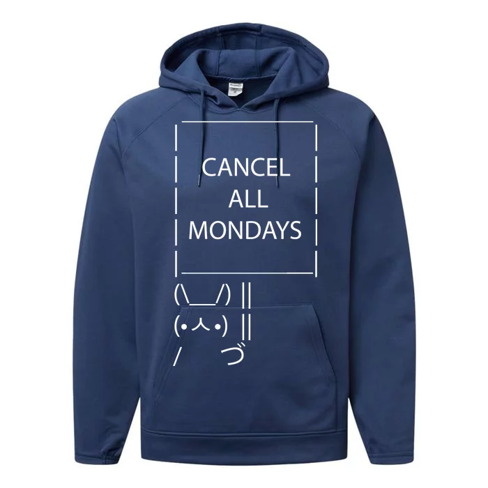 ASCII Bunny Cancel All Mondays Performance Fleece Hoodie