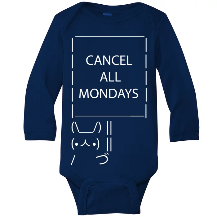 ASCII Bunny Cancel All Mondays Baby Long Sleeve Bodysuit