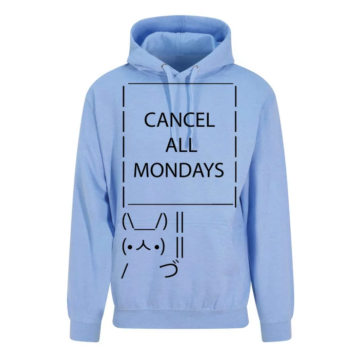 ASCII Bunny Cancel All Mondays Unisex Surf Hoodie