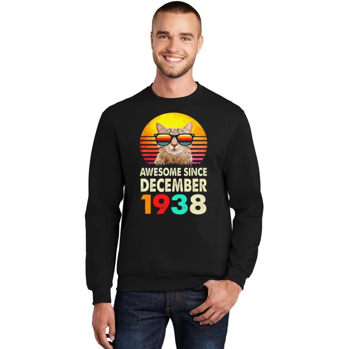 Awesome Since December 1938 84th Birthday Gift Cat Lover Sweatshirt