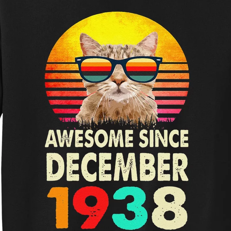 Awesome Since December 1938 84th Birthday Gift Cat Lover Sweatshirt