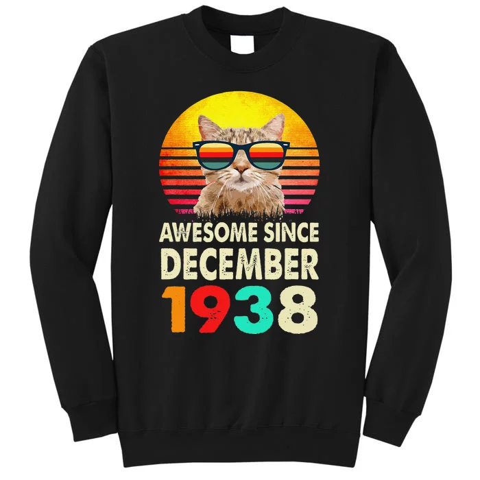 Awesome Since December 1938 84th Birthday Gift Cat Lover Sweatshirt