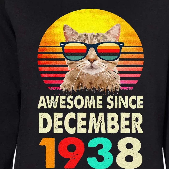 Awesome Since December 1938 84th Birthday Gift Cat Lover Womens California Wash Sweatshirt