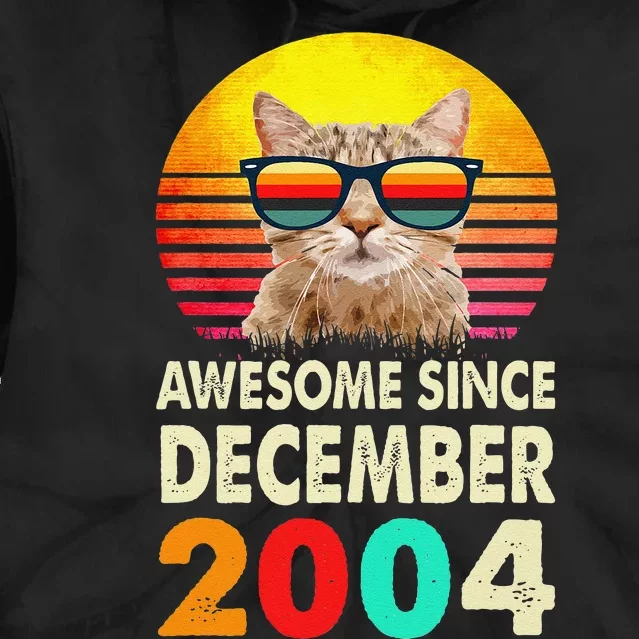 Awesome Since December 2004 18th Birthday Gift Cat Lover Tie Dye Hoodie