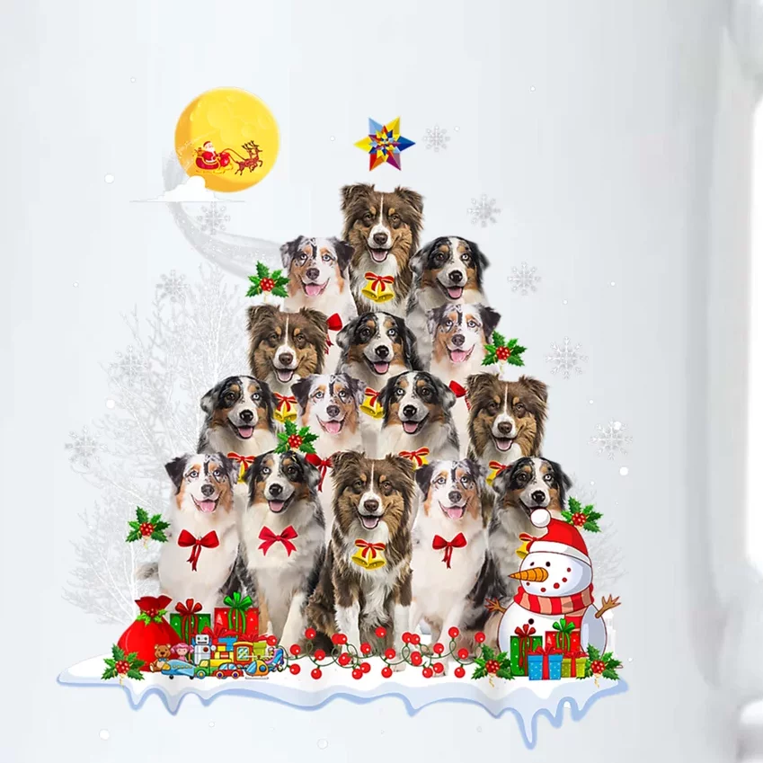 Australian Shepherd Dog Lover Matching Santa Christmas Tree Cute Gift Black Color Changing Mug